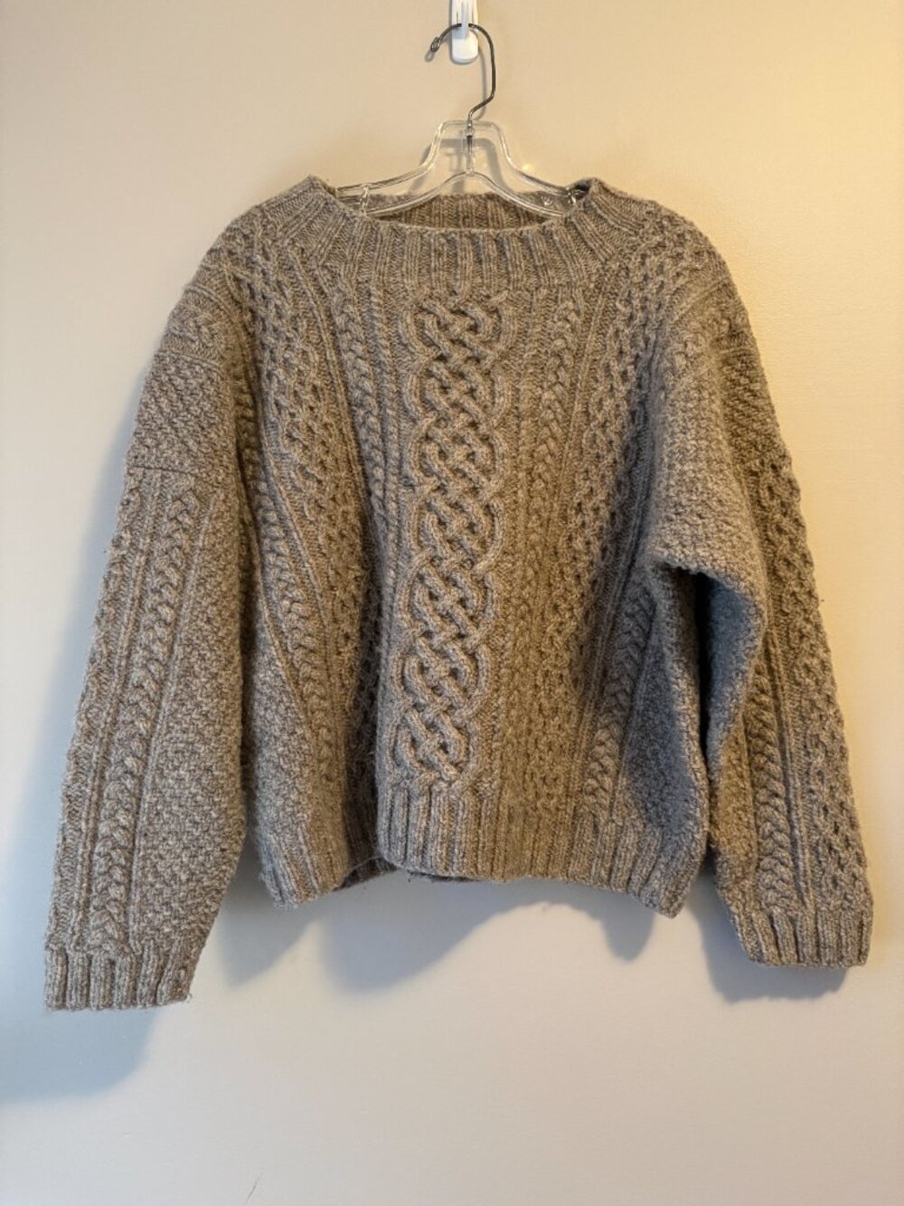 Newfoundland NONIA Handknit 100% Wool Cable Knit Chunky Sweater X-Large XL